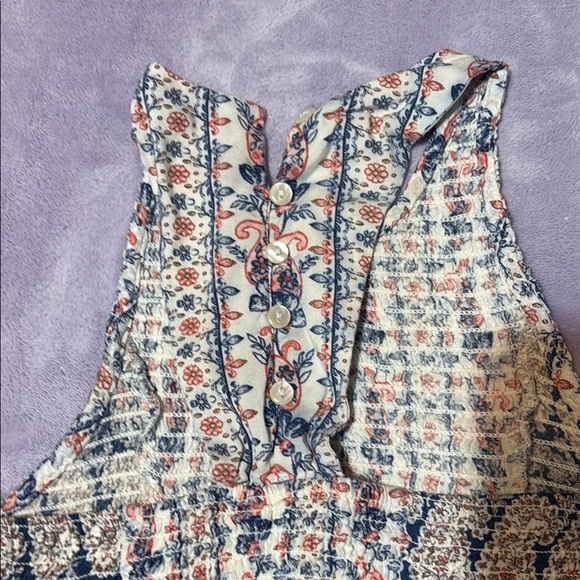 Japna White and Blue Pleated Halter Sundress - Picture 8 of 9